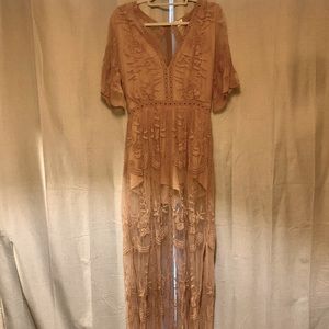 Nude Lace Romper Dress NWOT